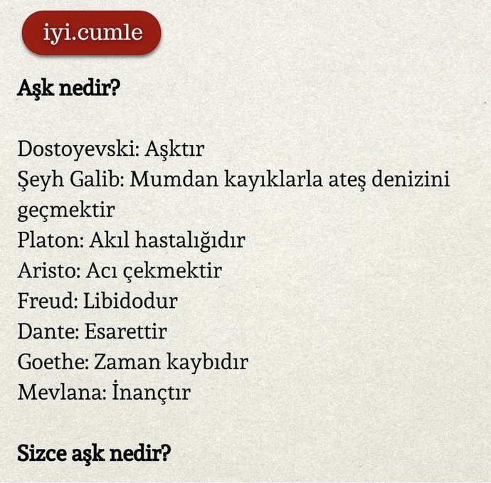 Size göre aşk nedir?