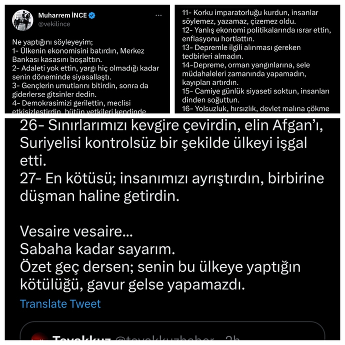 Erdoğanın İnceye Erdoğan bu ülkeye hizmetkar olmaktan başka ne yaptı yanıtından sonra İncenin cevabı gündem oldu düşünceleriniz?