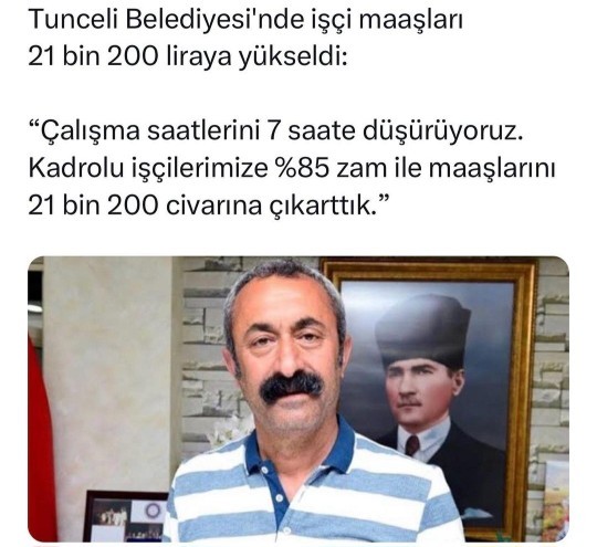 Tunceli Belediye Başkanı işçi maaşlarına zam yapmış, ne düşünüyorsunuz?