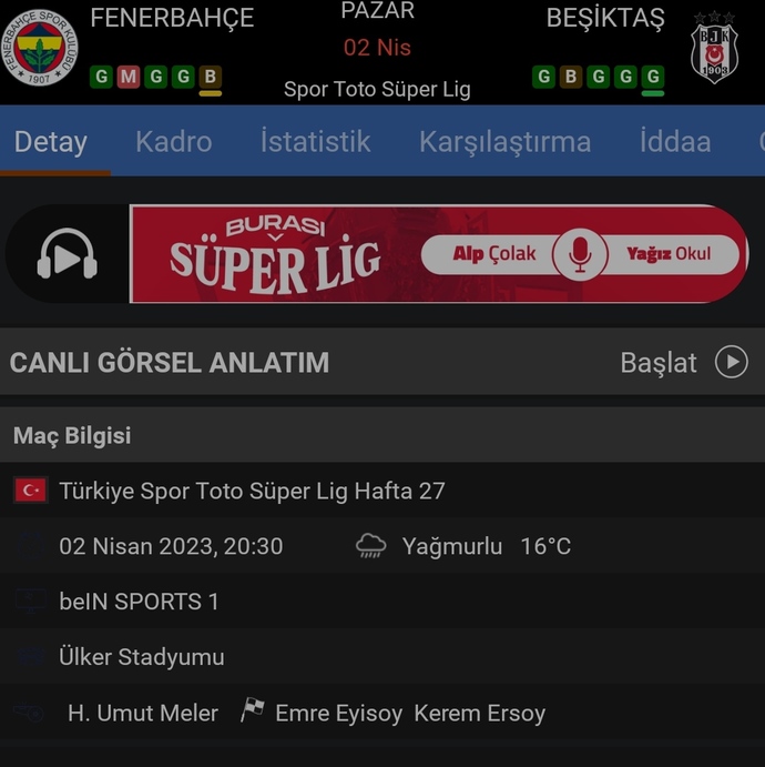 Fenerbahçe – Beşiktaş derbisi nasıl sonuçlanır?