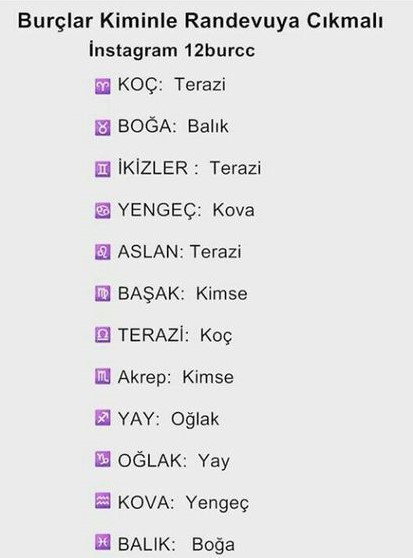 Burçlar kiminle randevuya çıkmalı?