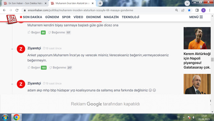 Yaptığım anket hakkında ne düşünüyorsunuz?