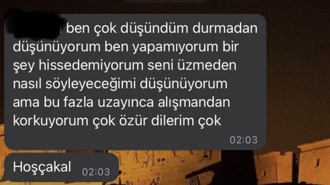 Bir gece yarısı bu mesaj ve sabah gördüm. Bu neydi şimdi?