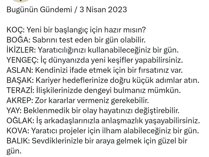 Burcunuza göre, bugün gündeminizde ne var?