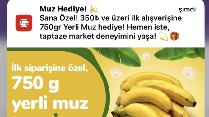 Muz almak için 350 TL'lik alışveriş yapar mısınız?