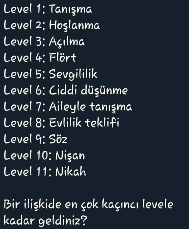 Bir ilişkide en çok kaçıncı levele kadar geldiniz?