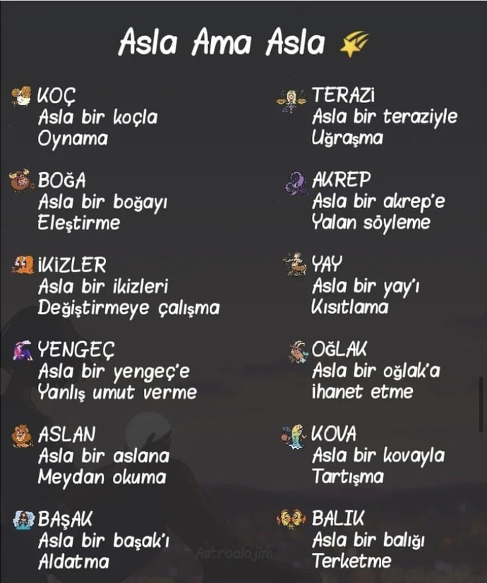 Burçlara neleri asla yapmamalısın?