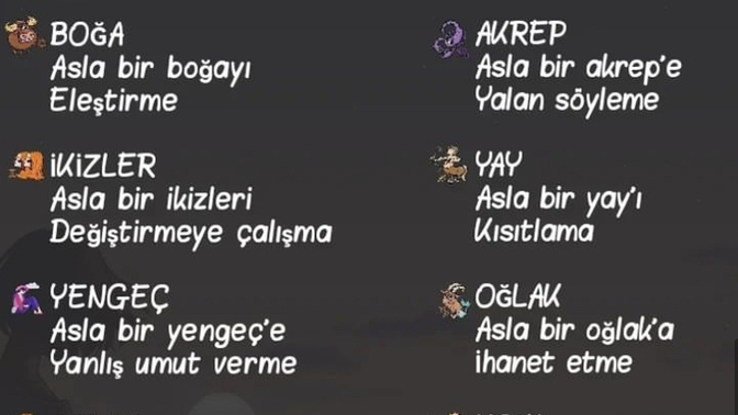 Burçlara neleri asla yapmamalısın?