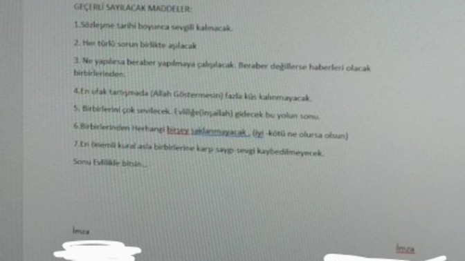 Sevgiliniz sevgililik sözleşmesi imzalamanızı istese ne düşünürsünüz?