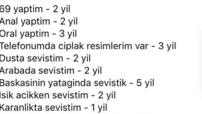 Tabloya göre yaşadığınız cinsel hayat yüzünden kaç yıl yatarsınız?