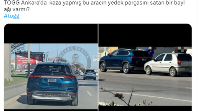 TOGG'un ilk kazası Ankara'da yaşandı, arkadan çarpma sonucu hasar aldı. Akıllarda tek soru, yedek parçası var mı?