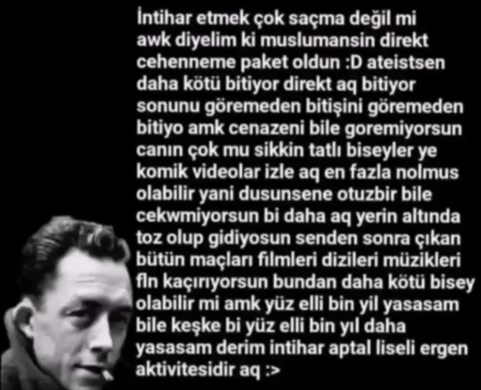 Bana intihar etmemek icin bir neden gosterir misiniz?