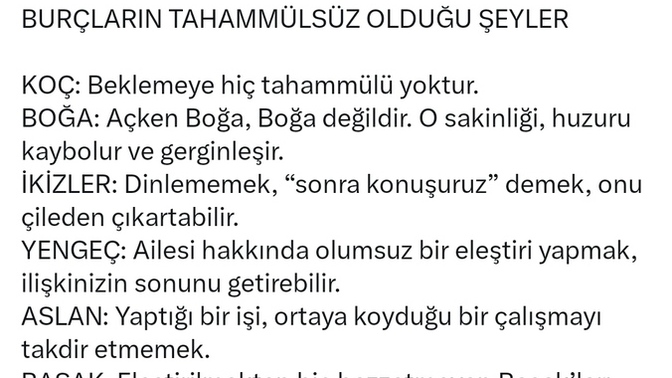 Burçlara göre neye tahammül edemezsiniz?