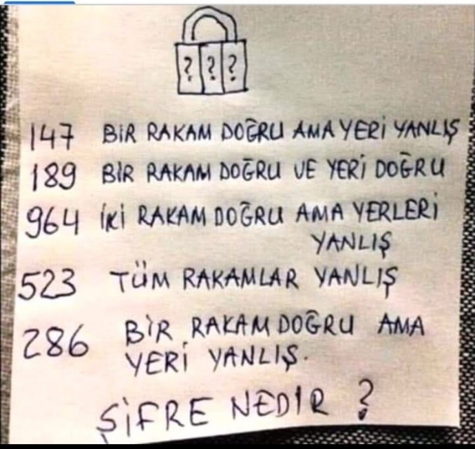 Kilidin şifresi nedir?