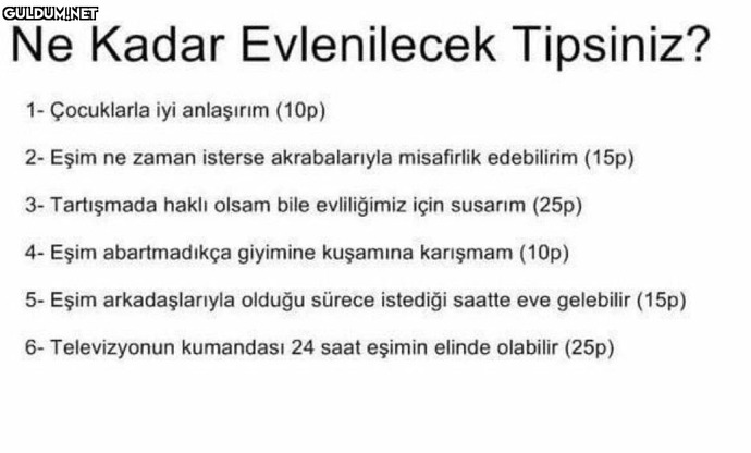 Ne kadar evlenilecek tipsiniz?