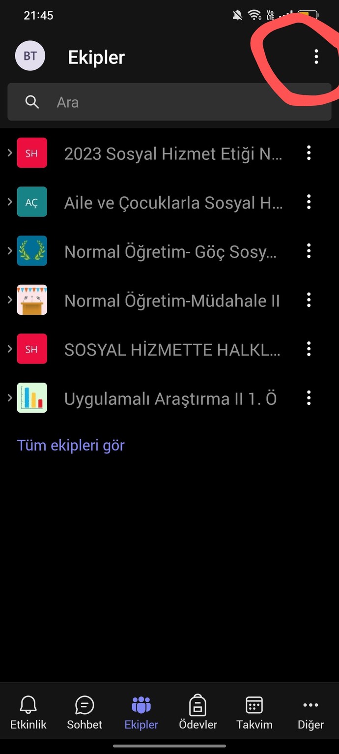Teamsda kamera açmak için verilen kodu nereye yazacağım?
