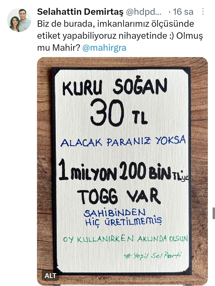 Soğan almak patates almak isteyenler gidip kılıçdaroğlu na mı oy versin?