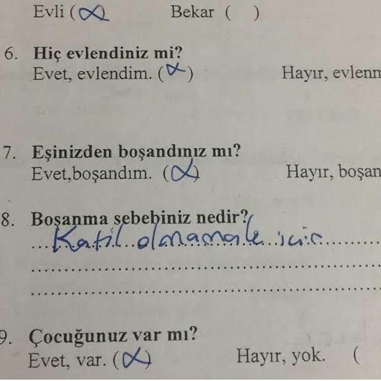 Kendinle evli olsan, boşanma sebebin ne olurdu?