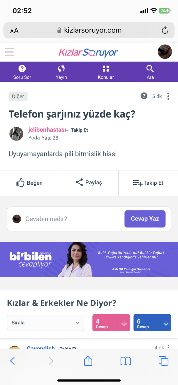 Telefon şarjınız yüzde kaç?