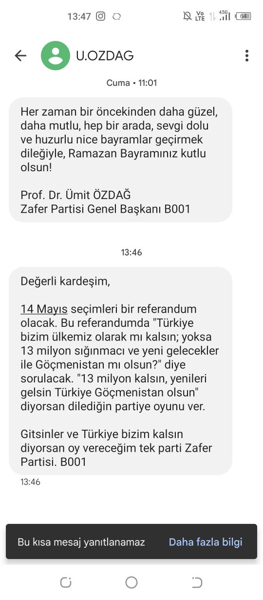 Size de böyle seçim mesajı gelmeye başladı mı?