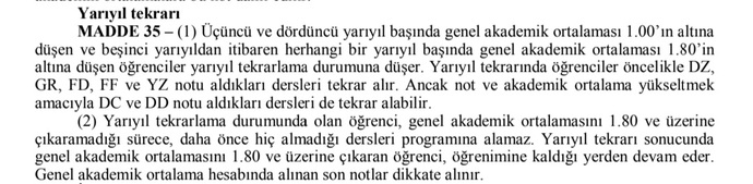 Genel ortalamam 2.80 ama dönem başı 1.80 altı. Bu durumda dönem tekrar mı olur demek istiyor?
