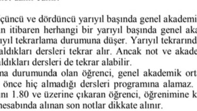 Genel ortalamam 2.80 ama dönem başı 1.80 altı. Bu durumda dönem tekrar mı olur demek istiyor?