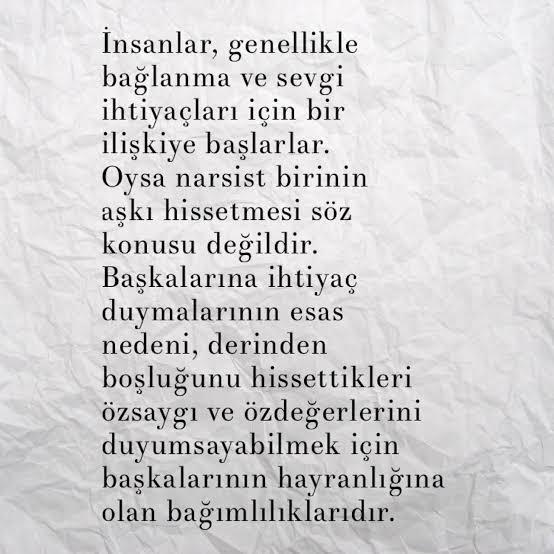 Hiç narsist kadın/erkek bir sevgiliniz oldu mu?