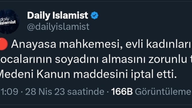 Anayasa Mahkemesi "kadının, eşinin soyadını alma zorunluluğunu" iptal etti. Ne düşünüyorsunuz?