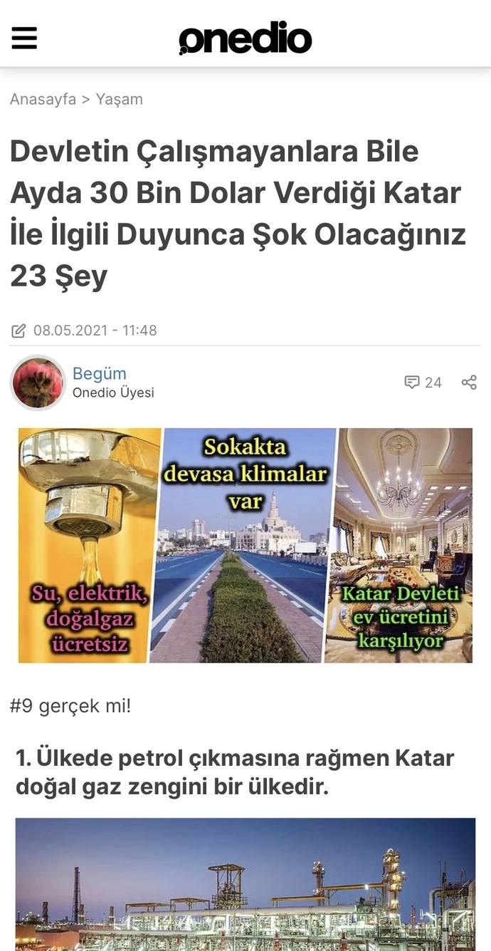 Katar Devleti’nin kendi vatandaşlarına her ay hiç çalışmasalar da 30.000$ maaş vermesi hakkında ne düşünüyorsunuz?