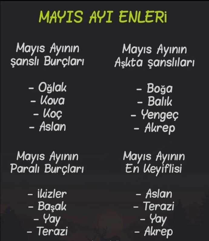 Mayıs ayının enlerinde nesiniz?