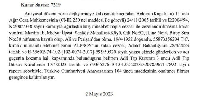Erdoğan hizbullahçıyı hapisten çıkarmıs hayırlı olsun mu?