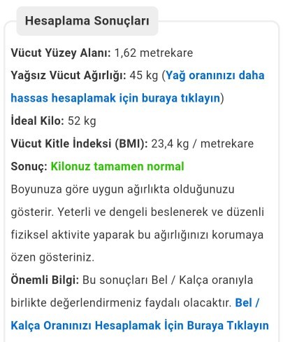 23 yaşında 1.60 boy ve 60 kiloya sahibim. Boyuma göre kilom fazla mı?