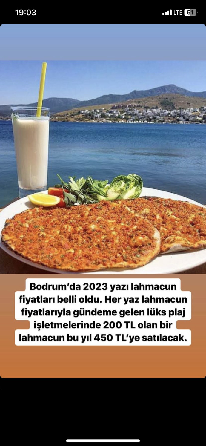 Bodrumda lahmacunu 450 TLye yer misiniz?
