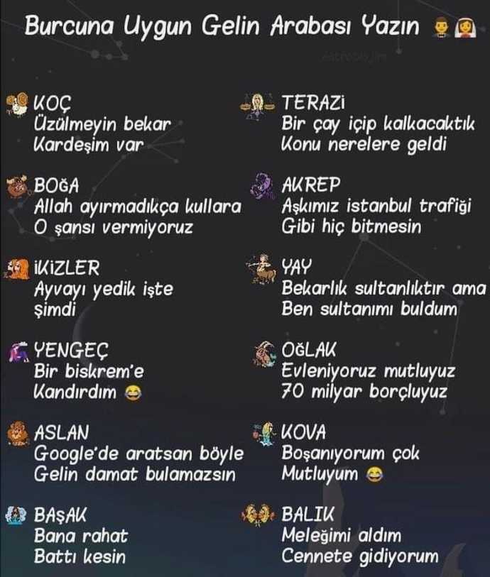 Burcunuza göre gelin arabanıza ne yazdırıyorsunuz?