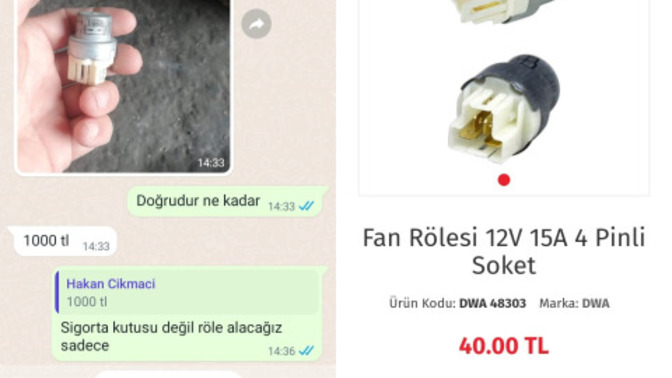 Araba parçası için ustanın istediği fiyat ve internet fiyatı! Bu ne böyle, işçilik için bu normal mi?