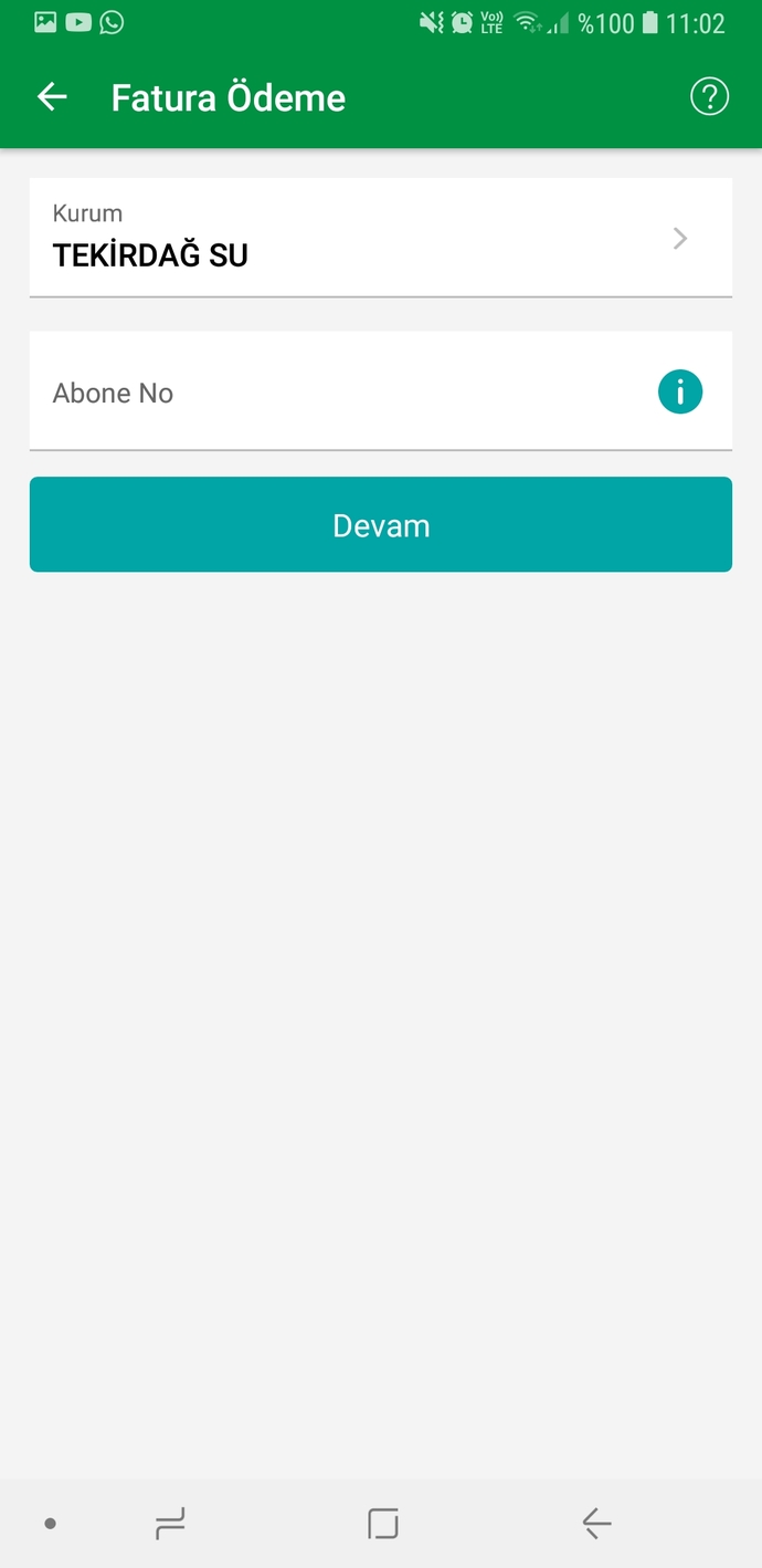 Su faturası ödeme?