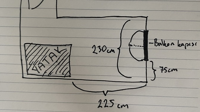 Az bana yardım eder misiniz :( odam krokisini çizdiğim gibi bu koltuk yatakla pencerenin arasına 225cm yazan yere sığar mı?