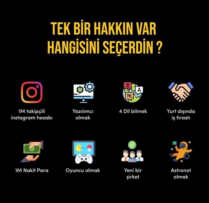 Tek bir hakkın var, hangisini seçerdin?