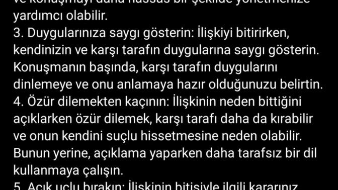 Bir ilişkiyi, karşı tarafın kalbini kırmadan nasıl bitirirsiniz? İlişkiyi bitirmek için kriteriniz nedir?