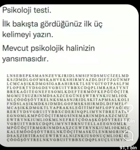 Kişilik testine gelirmisin?