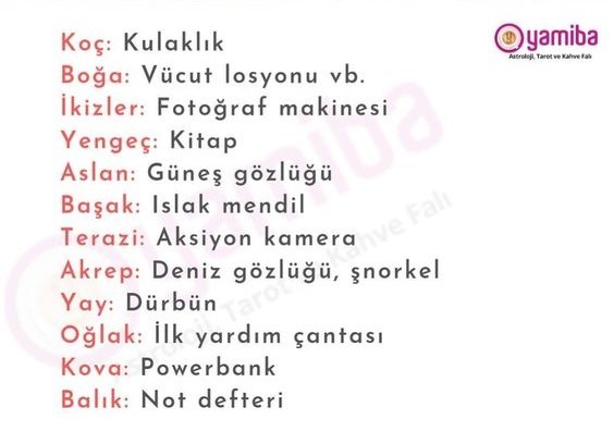 Burçlar tatile neler götürür?