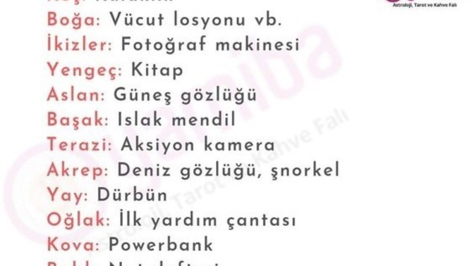 Burçlar tatile neler götürür?