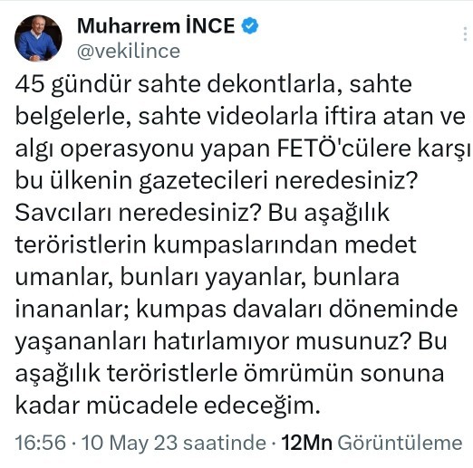 Muharrem İnce bu tweetten sonra yüksek etkileşim aldı bunun sebebi nedir?