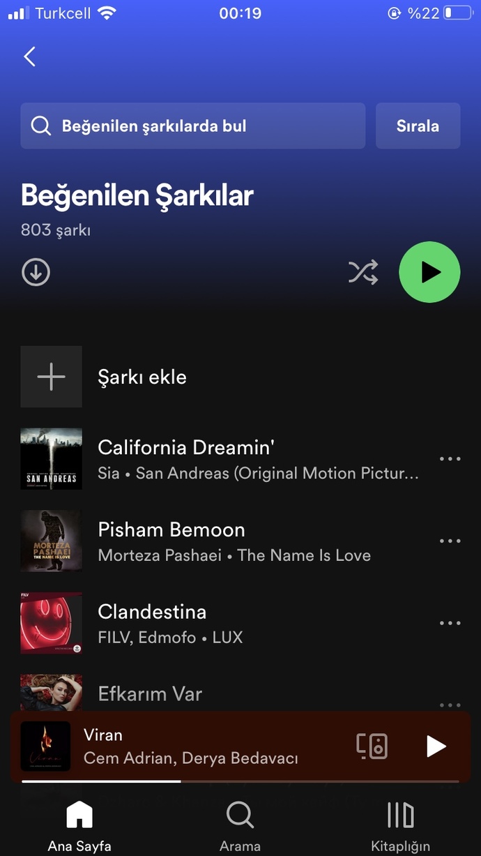 Spotify listenizin ilk 3 şarkısı nedir?