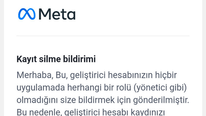 Facebook böyle bir mesaj göndermiş ama benim Meta da nedir? Face hesabim zaten aktif, bunlar neyi silecek?