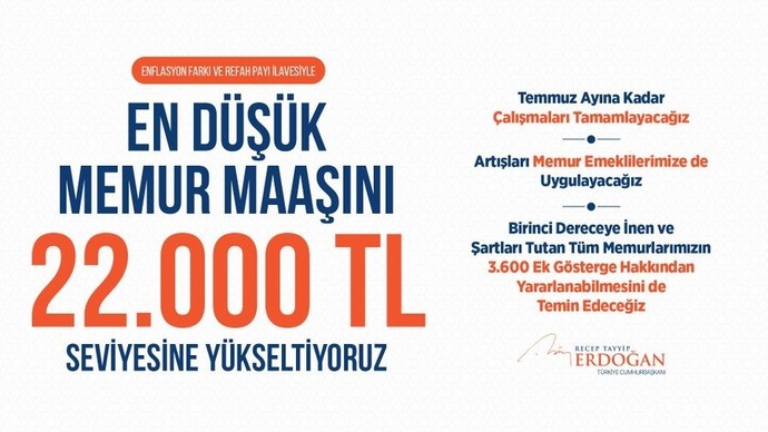 En düşük memur maaşını 22.000 TL seviyesine yükseltilmiş. Ne düşünüyor sunuz?