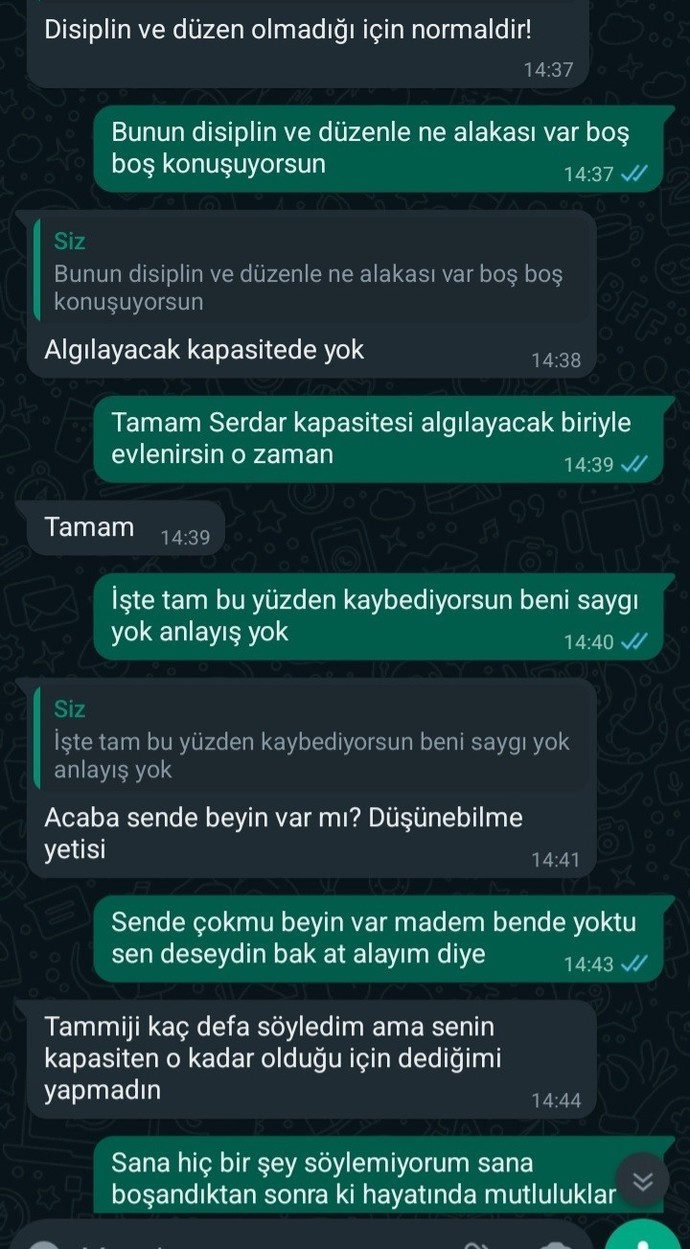 Bu konuşmalar boşanma sebebi değil mi?