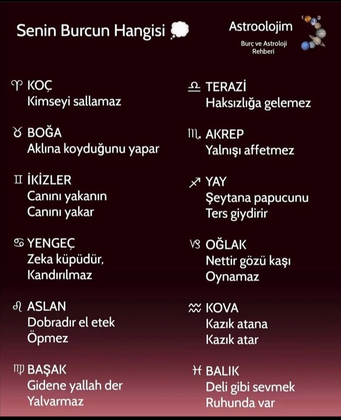 Senin burcun hangi özelliği taşıyor?
