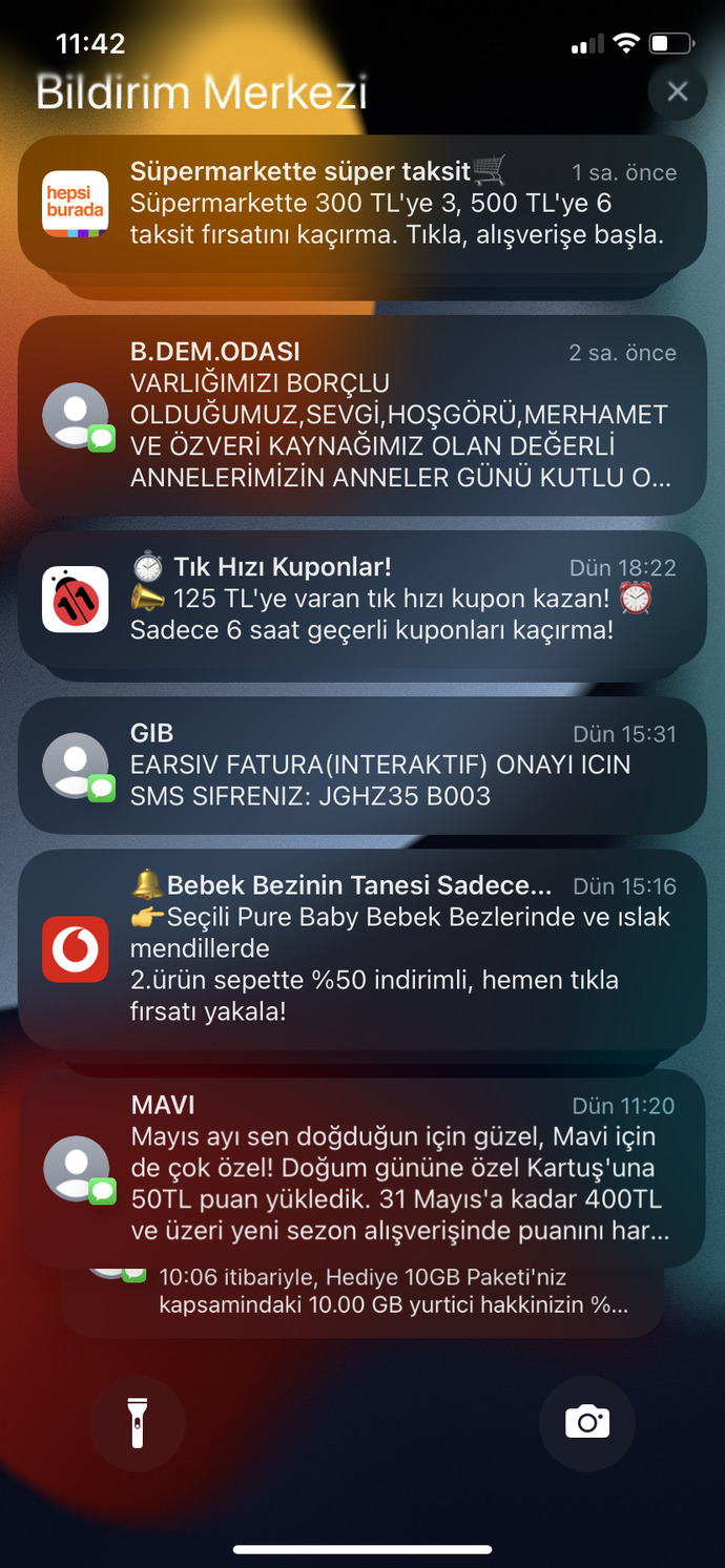 Size en çok hangi uygulamadan bildirim geliyor?