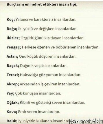 Burçların nefret ettikleri insan tipi nedir?